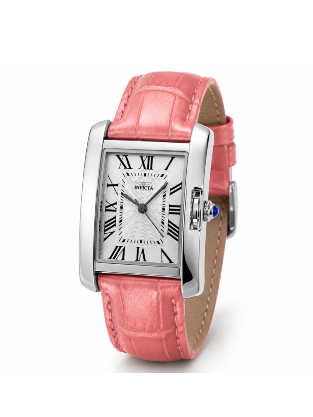 Silver Invicta Women’s Watch with Roman Numerals and Genuine Leather Pink Band